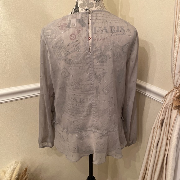 LOFT Light Gray Ruffled Blouse - Picture 4 of 8